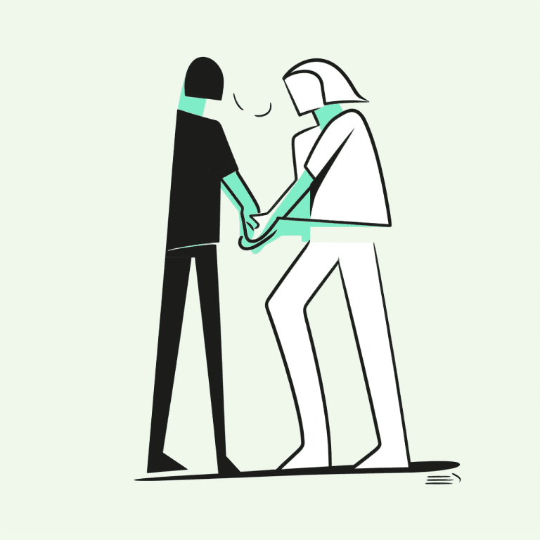 Two people holding hands